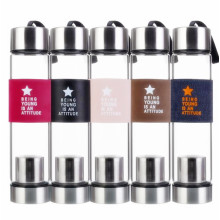 Colorful 450ml Portable Glass Bottle Glass Water Bottle